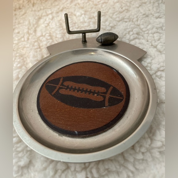 Other - Stainless Steel Drink Or Beer coaster w/ Metal Football & Goal Post Felt Bottom